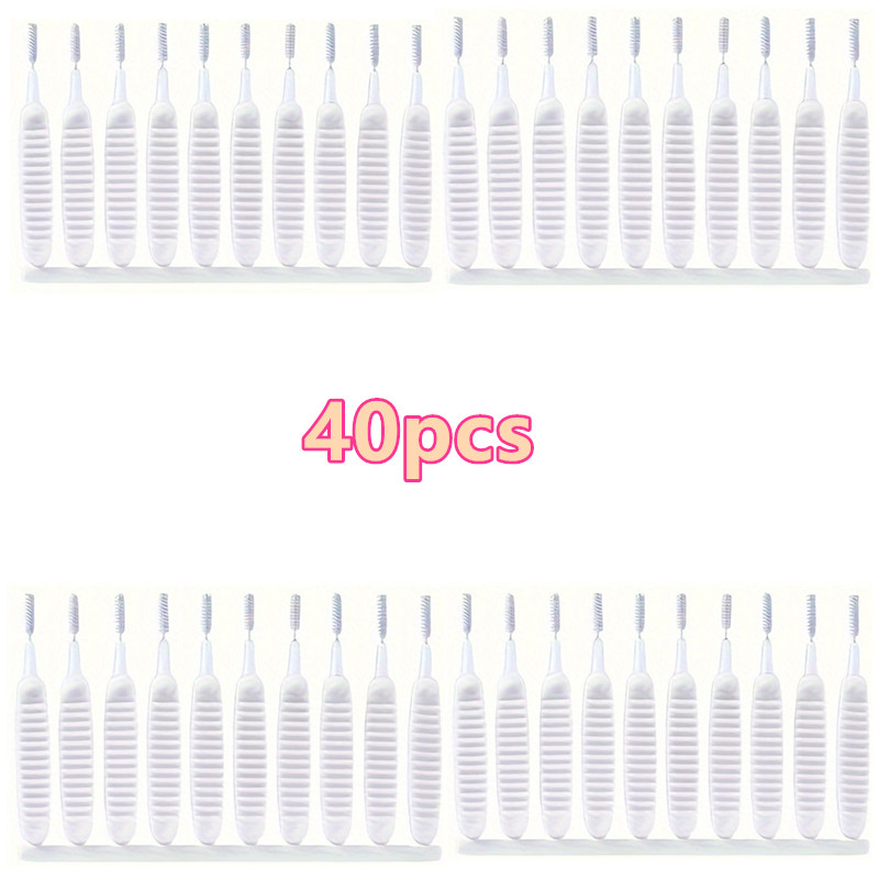 TEMU Juego de 40 cepillos de ducha versátiles - Herramientas blancas para el del baño, diseñados para limpiar espacios y hendiduras de boquillas,