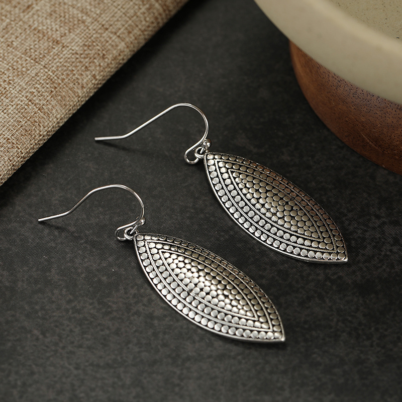 Vintage Polka Dot Willow Leaf Hanging Ear Hooks