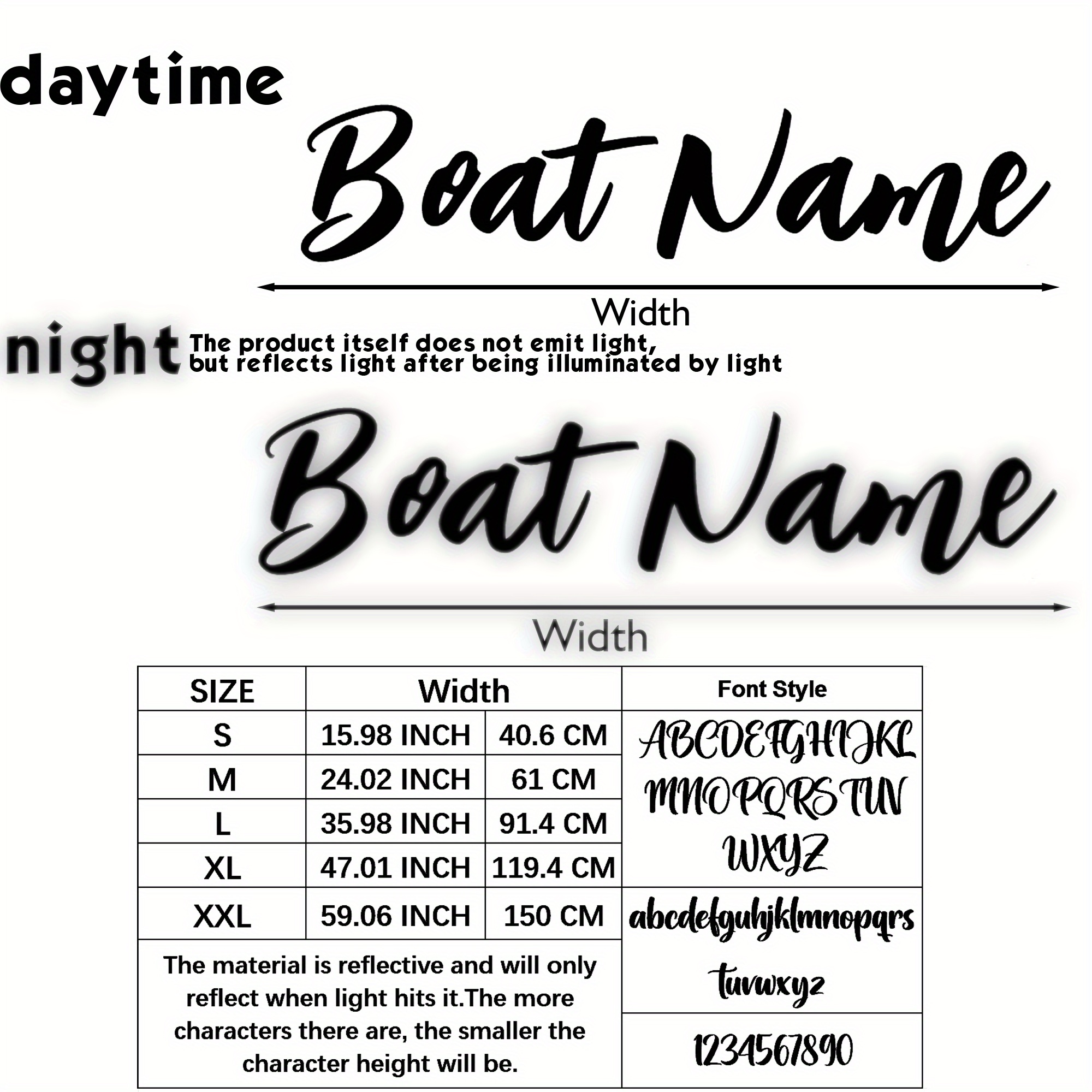 Custom Boat Name Sticker, Handwritten Reflective Vinyl Decal