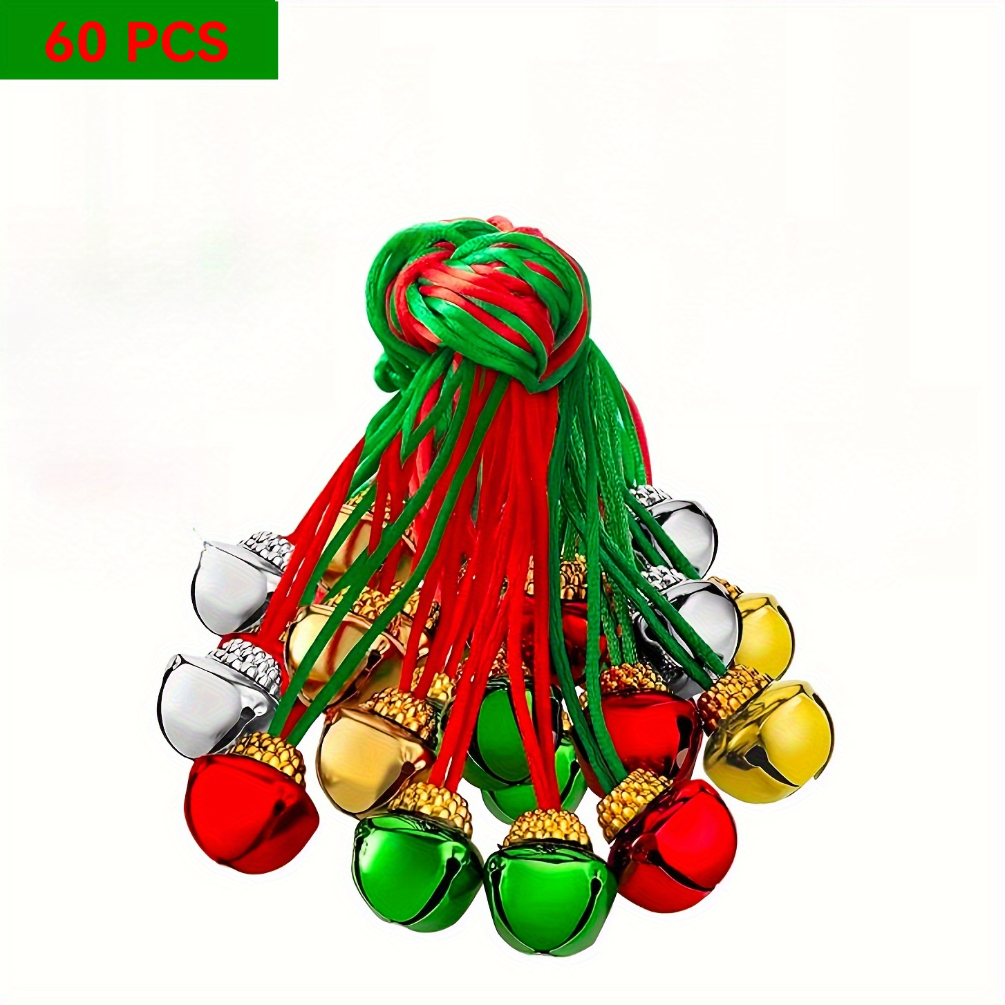 TEMU 15/30/60pcs, Bells - Christmas Tree Pendant With Bells, Christmas Decorations - Party Supplies (red, Green, Golden, Silvery) - Home Decoration