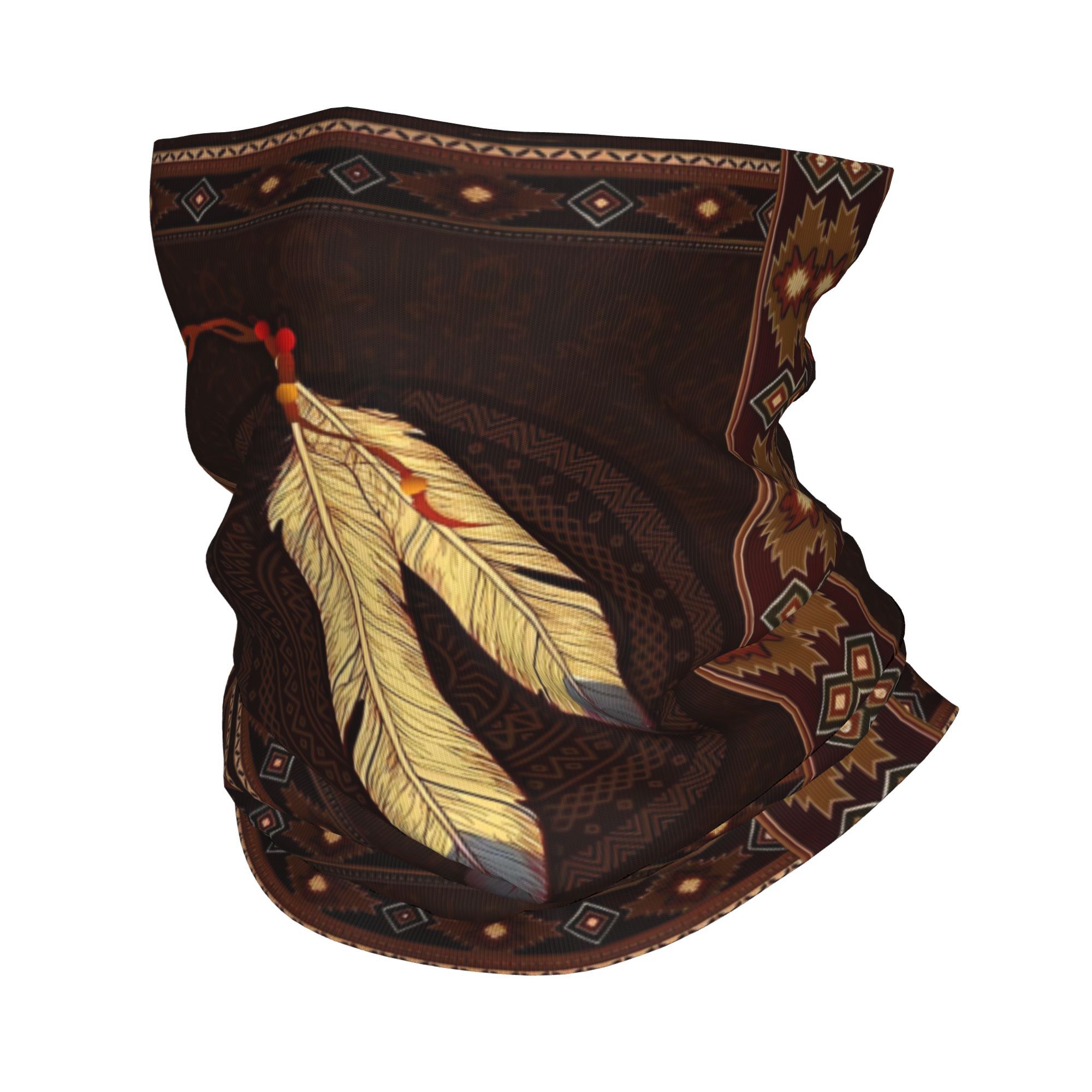 TEMU Local Feathers Mandala African Eagle Tribal Scarf Neckerchief Neck Face Mask Polyester Vintage Scarf Unisex Suitable For Outdoor Sports Cycling