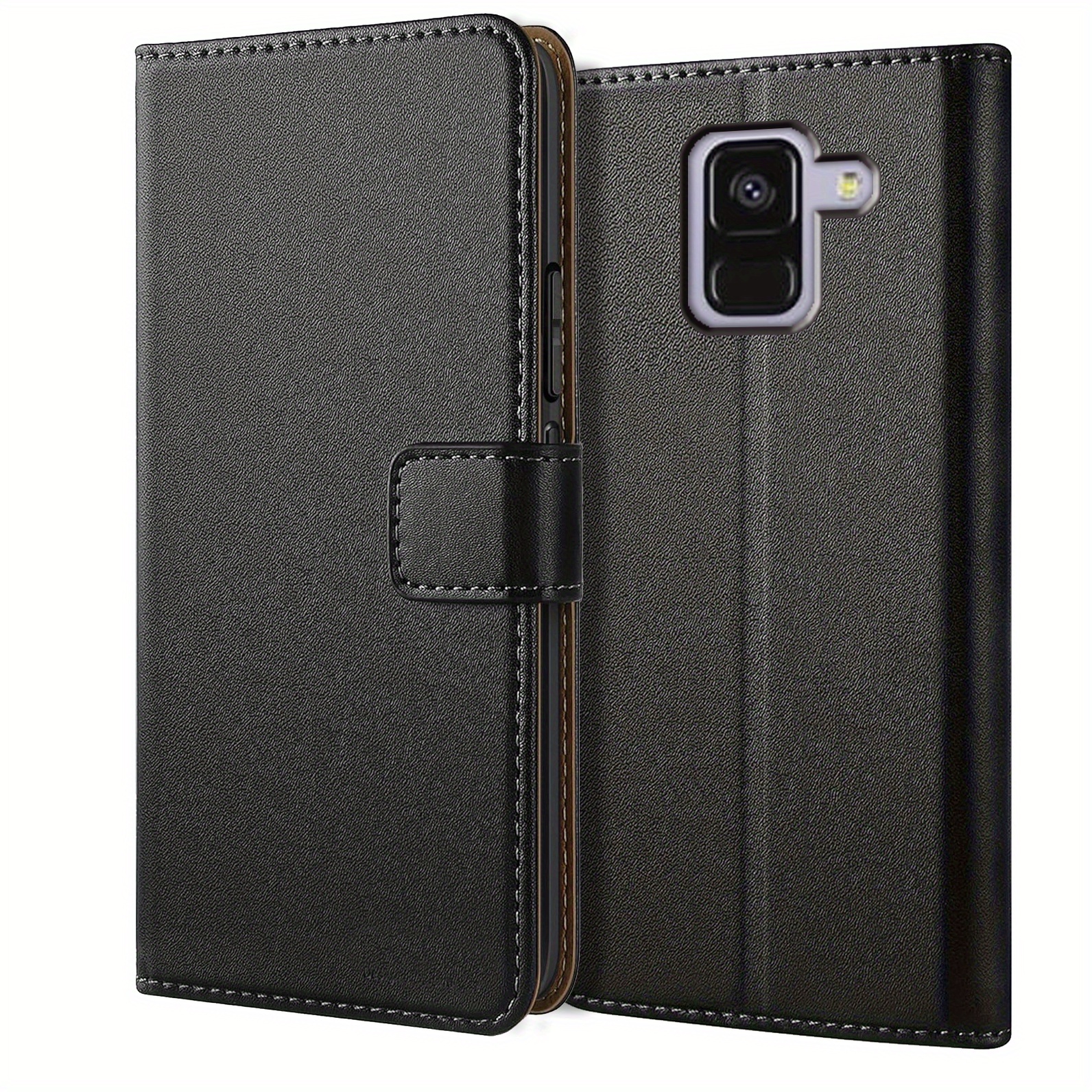 TEMU Phone Case: For Galaxy A8 (2018) / Galaxy A8 Plus (2018) / Galaxy A8  Case With Kickstand Faux Leather Flip Protective Phone Case Cover