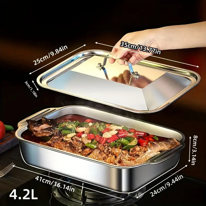 2pcs Oversized Heavy Duty Stainless Steel Bakeware with Lid-Non... product image 3
