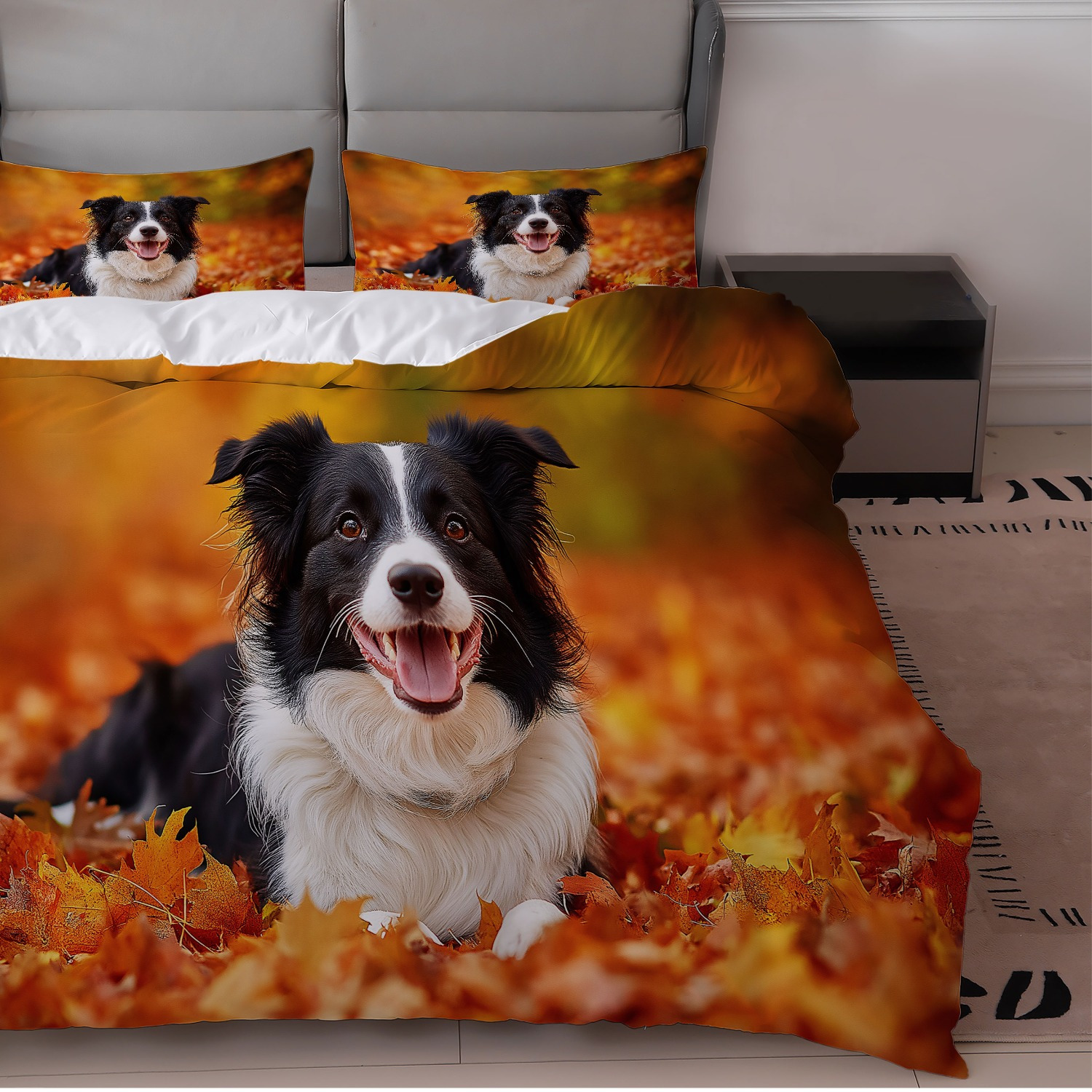 autumn border collie bedding set vibrant orange Temu Germany
