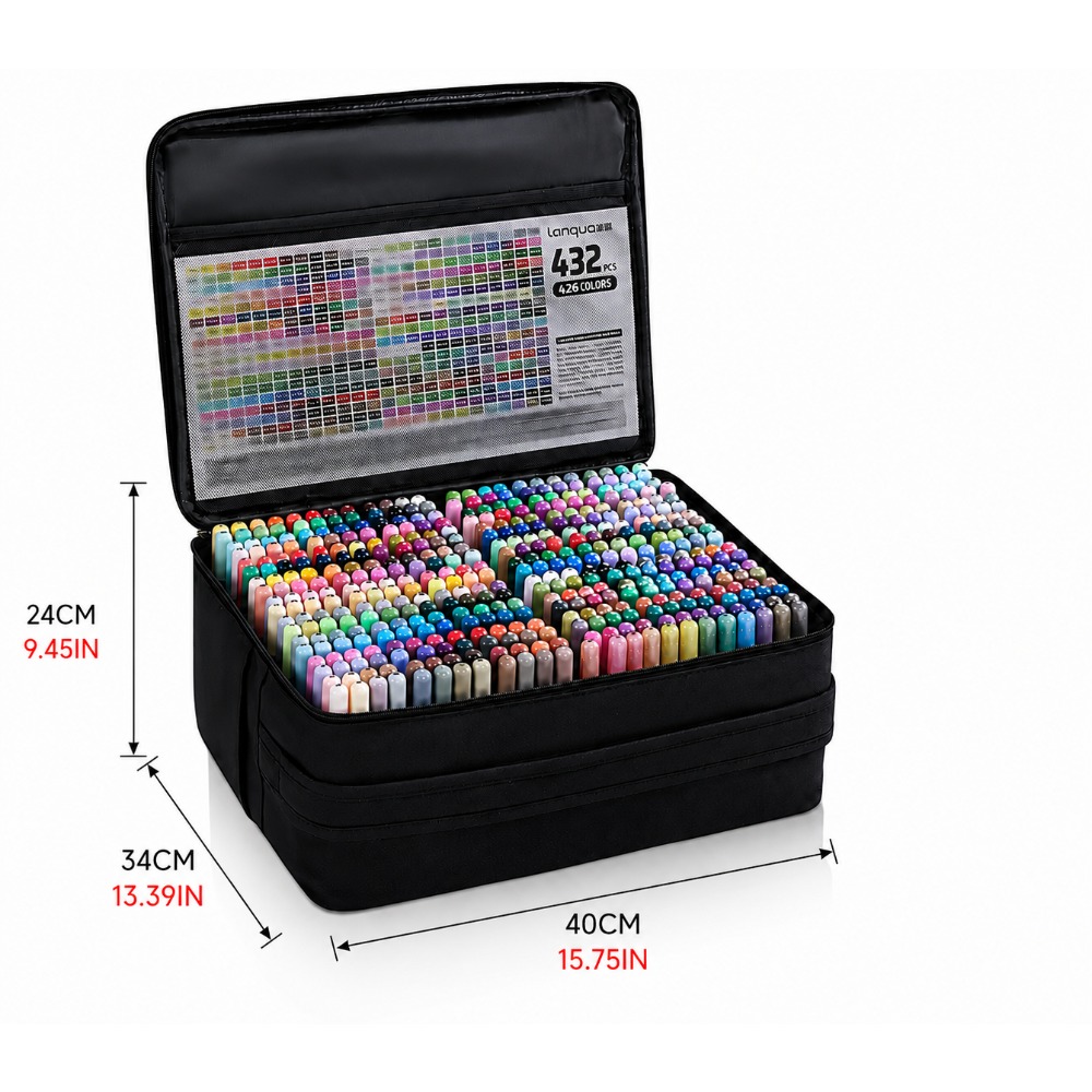 TEMU LANGUO Stylos de 432 couleurs, Marqueurs , Fournitures de bureau, automatique de l'encre, Tête de pinceau souple, assorties pour de bureau,