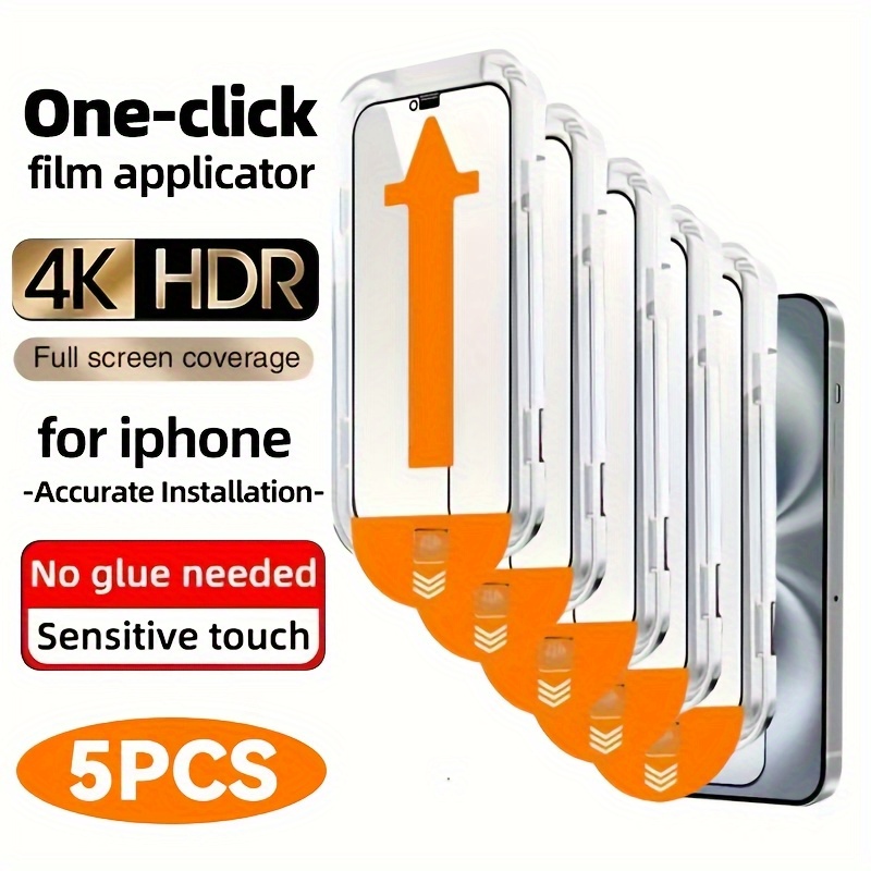5- YISHIMILE, direktno od proizvajalca, 4K Ultra HD sijajno temperirano steklo za zaščito zaslona za for iphone, aplikator filma z enim klikom,