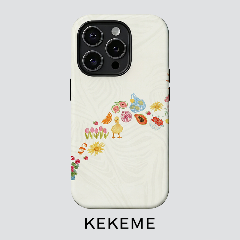 TEMU Phone Case: Kekeme Duck Fruit Floral Scent Film- -one Case, Compatible With Iphone 17/16/15/14/13/12/11 Pro Max, 16/15/14 Plus, 17 Air,
