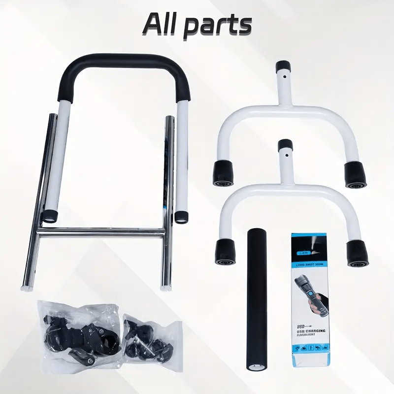 1pc Adjustable Mobile Bed Rail Assist Handle with Flashlight - Non-Slip Grip, Lightweight & Stable Support Frame, 31.5x42.01x12.5 cm Durable Floor-Standing Design for Seniors & Adults - Safe Bed Entry/Exit Aid, Senior Safety Equipment, Sleek Metal Finish, Floor Standing Aid, Compact Helper, Sturdy Frame, Disability Aid