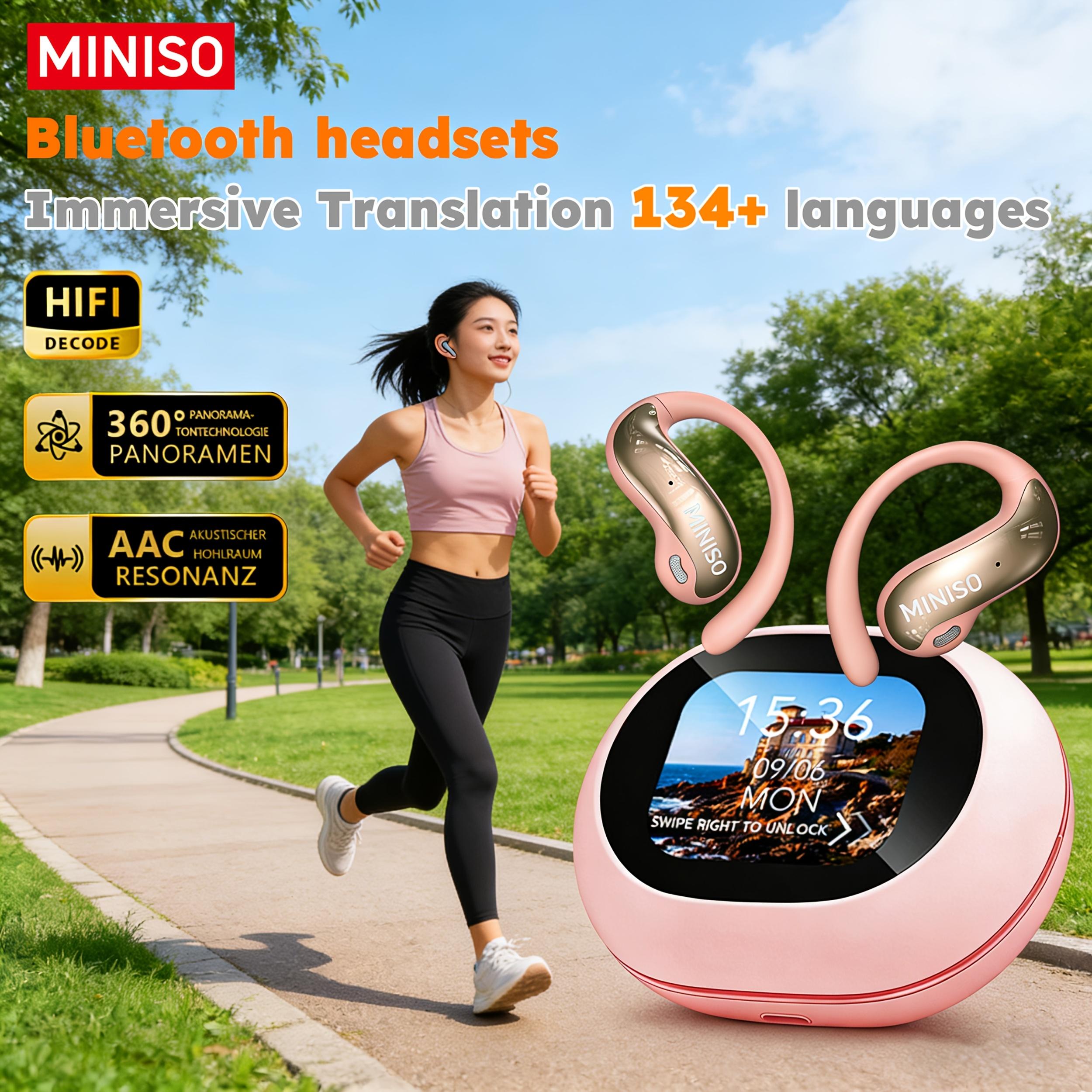 Miniso Ows Wireless Earbuds Compatible For /, Wireless 6.0 With Cancelling Mic, Ergonomic Stable Fit Headphones, 58 ,, For Smartphones Tablets Pc, For Gym Commuting Office