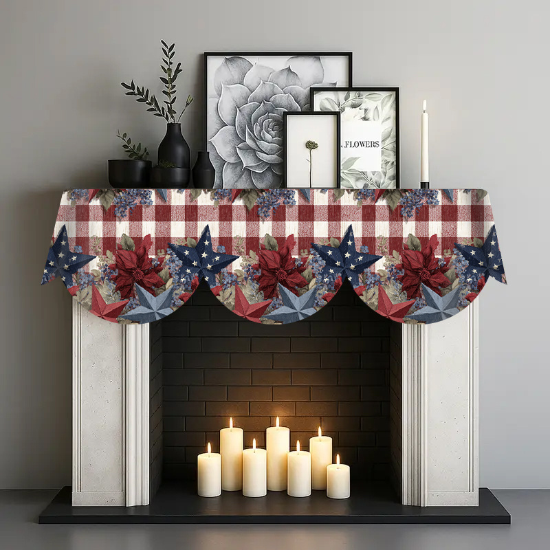 TEMU 1pc Decorative Towel Or Table Runner Featuring A Red, White, And Blue Starry , Perfect For Day Celebrations. This Patriotic-themed Decoration Is