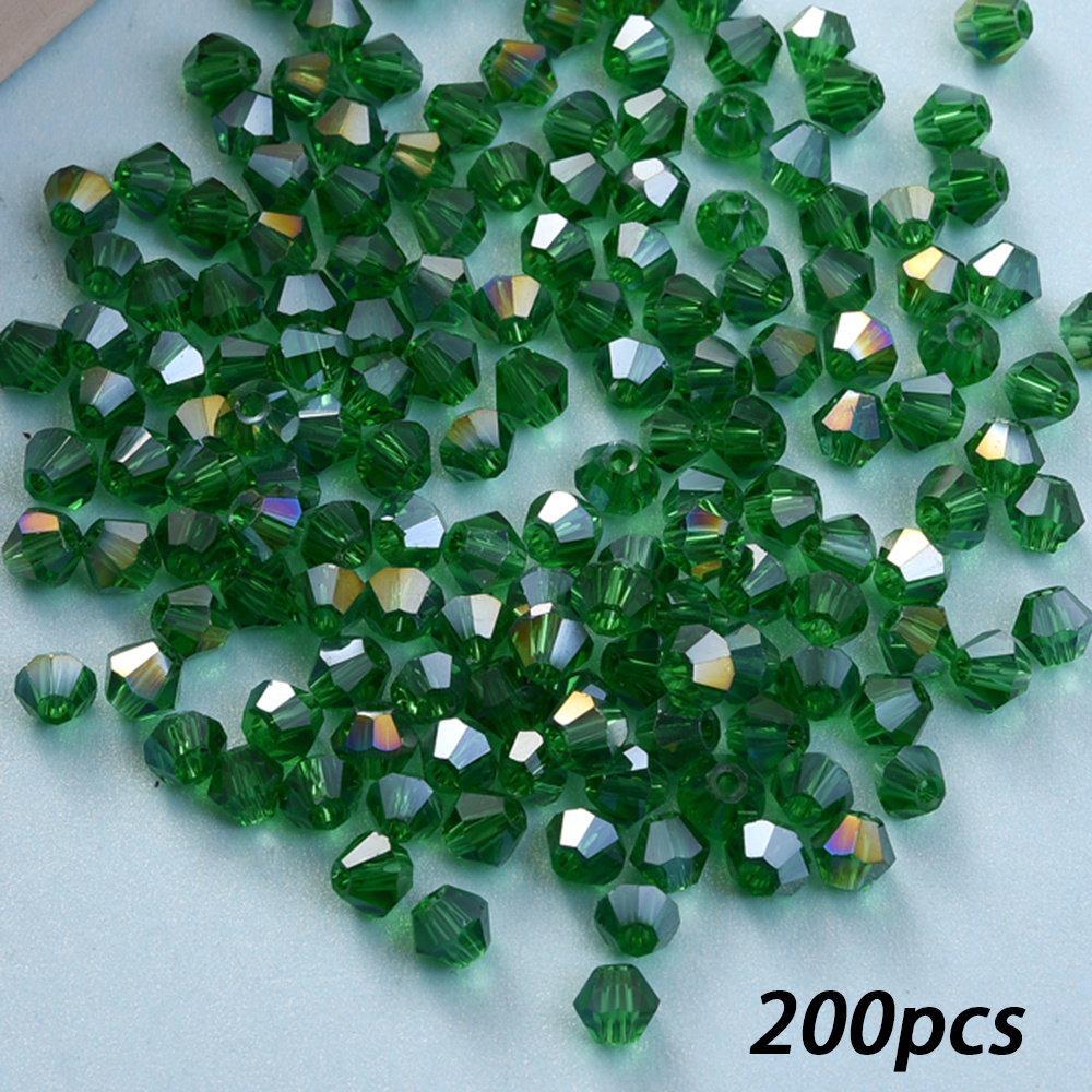 200pcs/bag 4mm Mini Geometric Ab Spacer Glass Beads Assorted Transparent Loose Beads For Jewelry Making Bracelet Necklace Earring Craft Keychain & Sewing Supplies