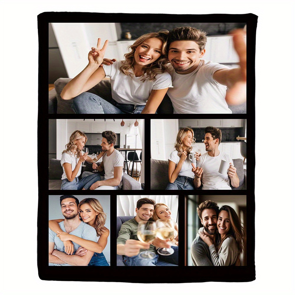 personalized flannel photo blanket soft warm cozy custom picture throw   gifts office bed couch camping travel details 1