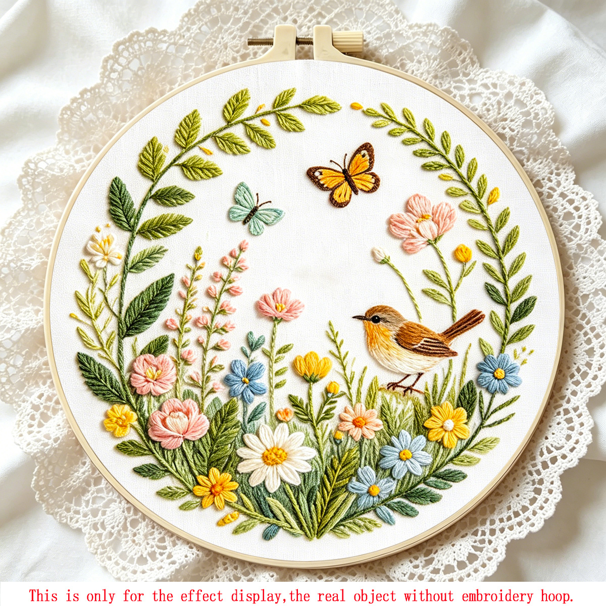 TEMU 1 Set Of Easy-to-embroider Printed Embroidery Kit Featuring A Wild Sparrow Pattern. This Handmade Diy Embroidery Kit Is Suitable For Adult