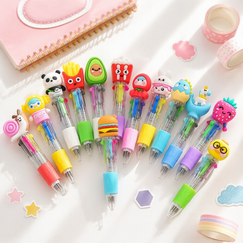 Image of Set Of 13 Creative Multicolor Ballpoint Pens, Perfect For Journal Lovers And Creative Office Workers. Switch Colors Quickly With 1 Click, Saying Goodbye To The Of Carrying Multiple Pens.