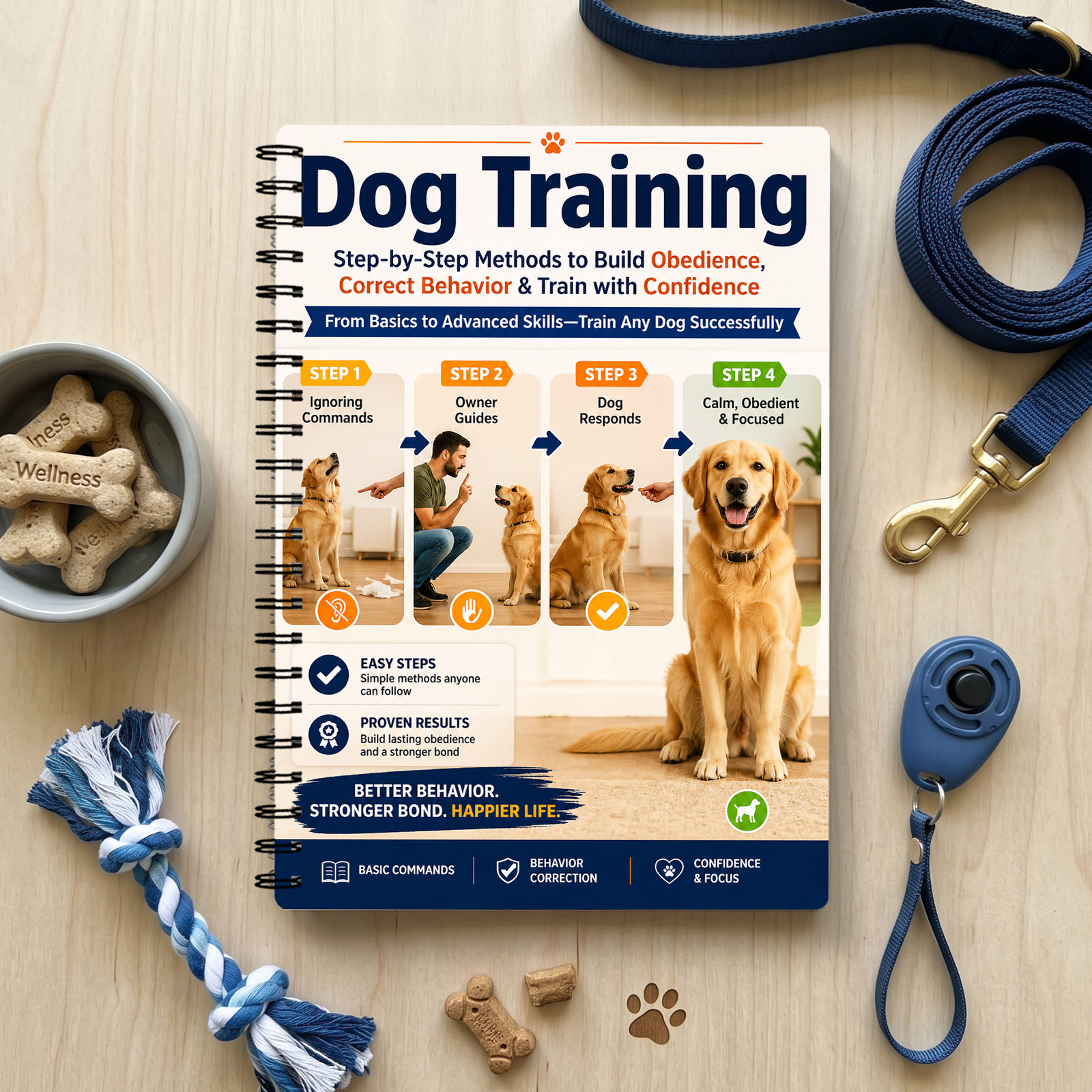 Service Dog Training Guide: A Step-by-Step Process to Train Your Dog to Become a Service Dog, Emotional Support Dog, or Daily Assistance Dog, and Build a Stronger Bond. Obedience Training Guide Includes Step-by-Step Instructions for Sit, Stay