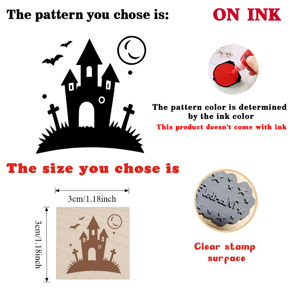 Cool Halloween Haunted House Theme Wooden Stamp