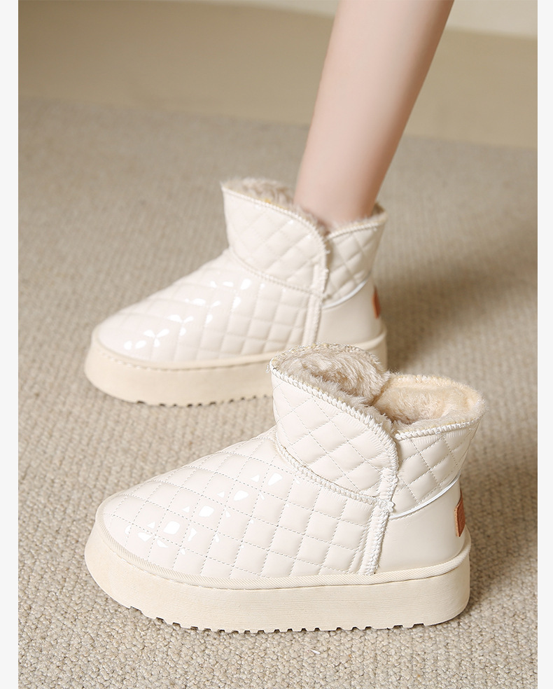 womens winter snow boots with h shaped lift height increase high quality non slip fleece lined thickened pu upper rubber sole beige black grey warm ankle boots for   slush all terrain Product details 24