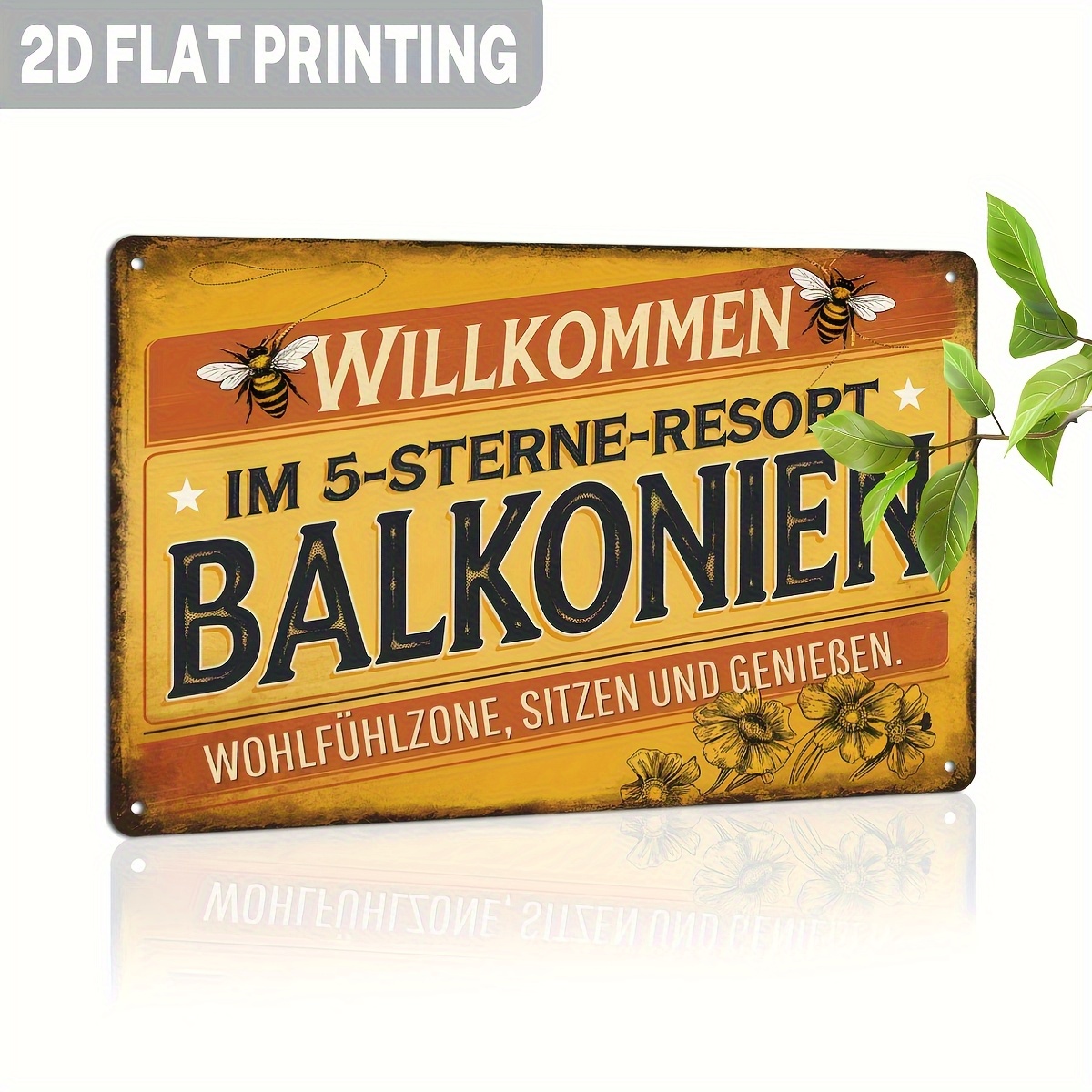 2d Flat - 2d Plane 2d Plane - 1pc German Retro Wooden Sign "welcome To 5- Balcony" - Humorous Balcony Decoration, Wall Hanging, Suitable For Terrace, Porch, Vacation Home, Outdoor Space