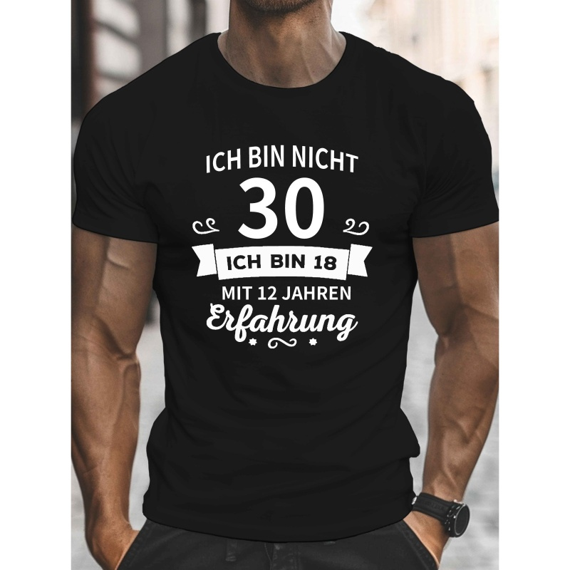 

Birthday 30 Print, Men's Round Crew Neck Short Sleeve Tee, Casual T-shirtcasual Comfy Lightweight Top For Summer