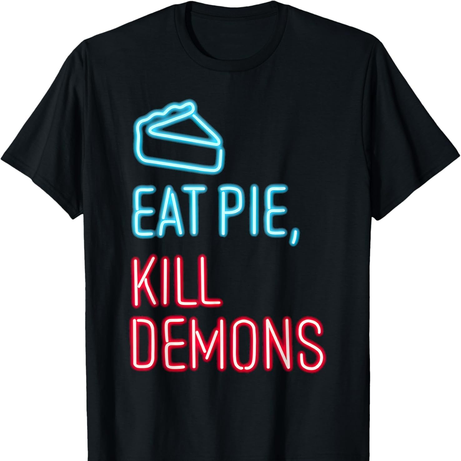 

Supernatural-inspired Cotton T-shirt, Crew Neck, Slight Stretch, Knit Fabric, Regular Fit, With "eat Pie, Kill " Print, For Adults,