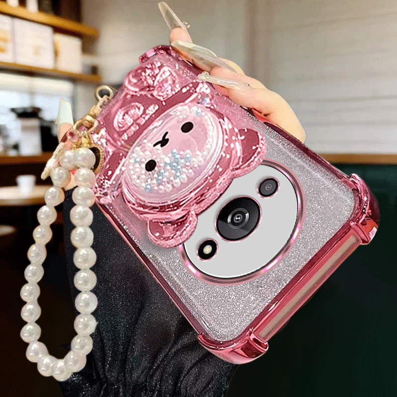 TEMU Phone Case: Phone Case Suitable For Redmi A3 Cute Bead , Foldable Stand, Lazy Stand, Luxurious Gradient -absorbing Phone Case, Soft Case,