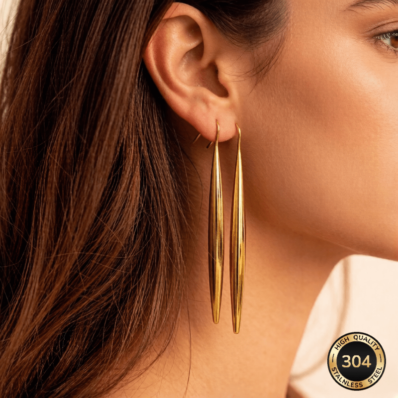 TEMU High-quality Ladies' Teardrop Stainless Steel Earrings. Elegant And Minimalist Earrings Are Of High Quality, Suitable For Daily Wear Or Parties.