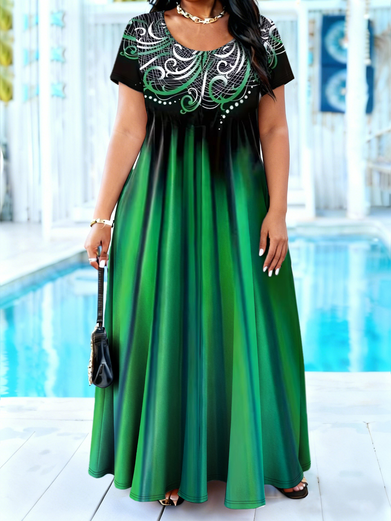 plus size dresses green sold on Temu United States