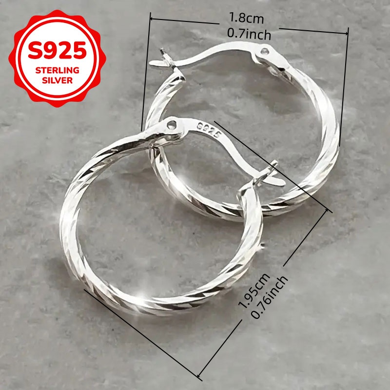 Women's 925 Sterling Silver Twisted Textured Small Circle Earrings