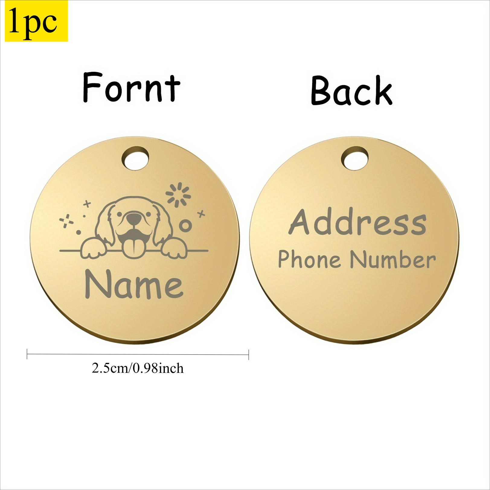 Custom Round Dog Tag with Personalized Information