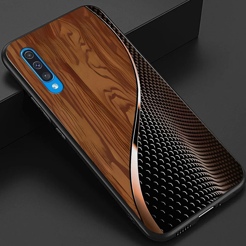 TEMU Case For A50 A30s A50s Phone Case, Stylish Black Green Brown And Scales Pattern Glossy Glass Back Cover Business Gift