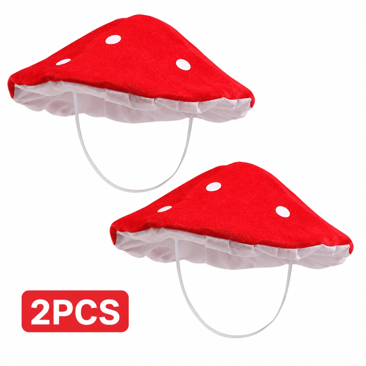 TEMU 2pcs Funny Red Spotted Mushroom Hat Fancy Dress Head Accessory, Cosplay Costume Headpiece For Halloween, Carnival, Holiday Party, , And