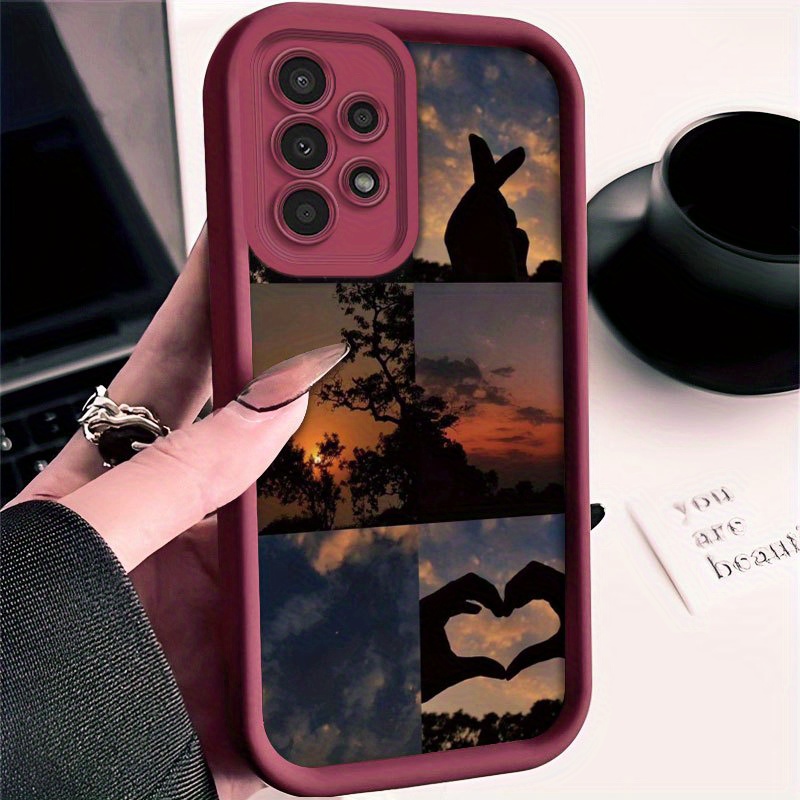 TEMU Phone Case: Cute Nature Scenery With Heart Hand Gesture Pattern Phone Case For Galaxy A01/a02s/a03/a03s/a05/a10s/a11/a12/a13/a14 5g/a15