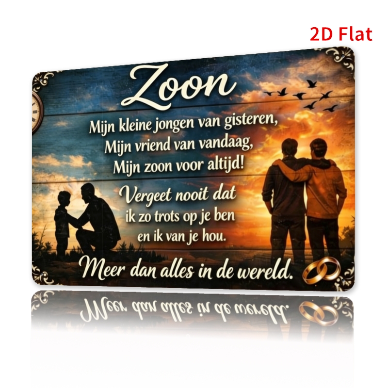 TEMU 2D Plat - 2D Vlak - [2D Bord] 1 Nederlands "Mijn Zoon" Metalen IJzeren - Geschikt voor Binnen en Buiten, Regenbestendig en Winddicht, Perfect