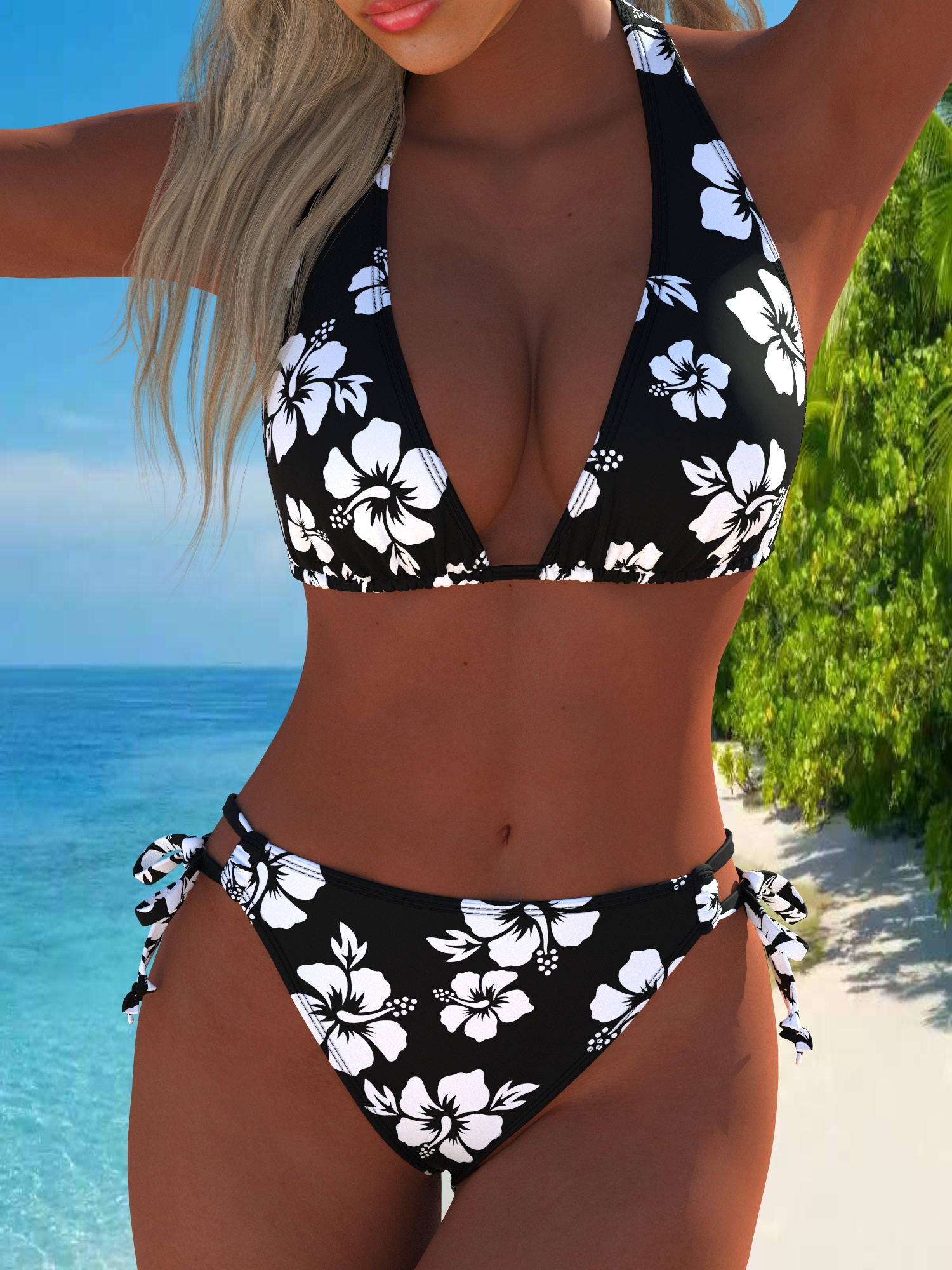 Set bikini da donna pezzi, design elegante con tessuto confortevole per  le estive in spiaggia per gli outfit da mare Stampa