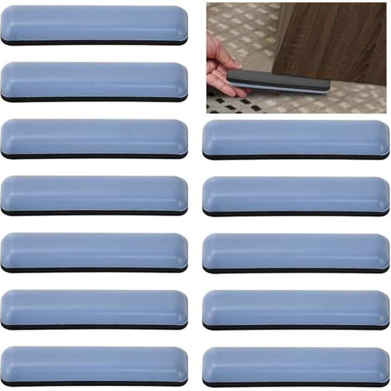Image of 12pcs Furniture Sliders, 16x75mm Self-adhesive Noise Reduction Glide Pads, Durable And Scratch-resistant For Heavy Duty Furniture, Chairs, Appliances, Suitable For Carpet And Hard Floors