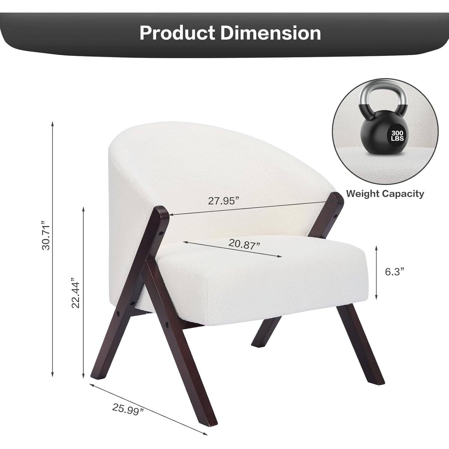 SLEKVERSA Teddy Accent Chair, Mid-Century Modern Wooden Accent Chair with Wood Legs, Comfy Upholstered Reading Leisure Chair for Living Room Bedroom Waiting Room, Beige