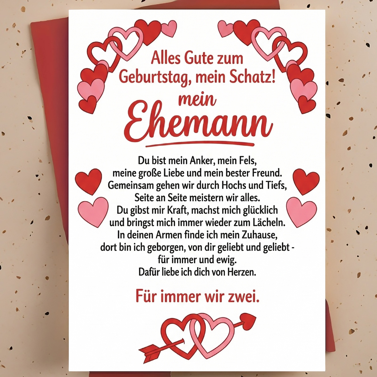 Image of 1 Greeting Card + 1 Enveloperomantic Birthday Card For Husband With Perfect For Anniversaries And Special Occasions To Deep And Appreciation