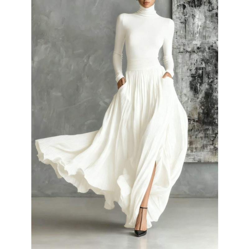 Women's French Vintage Wedding Evening Dress - A-line Tail Dinner Dress *  Fit * Dress, Suitable for Graduation Prom, Dinner and Autumn/winter  Occasions, Machine Washable Elegant Vintage Suit Skirt
