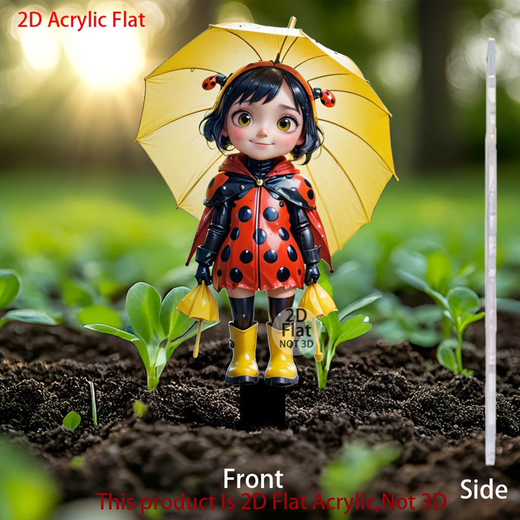 2D Plano, 4 Piezas Lindo Jardín Decoración Conjunto, No Se Necesita Energía, Adecuado para Plantas en Macetas y Señales de Festivales al Aire Libre, 2D Plano