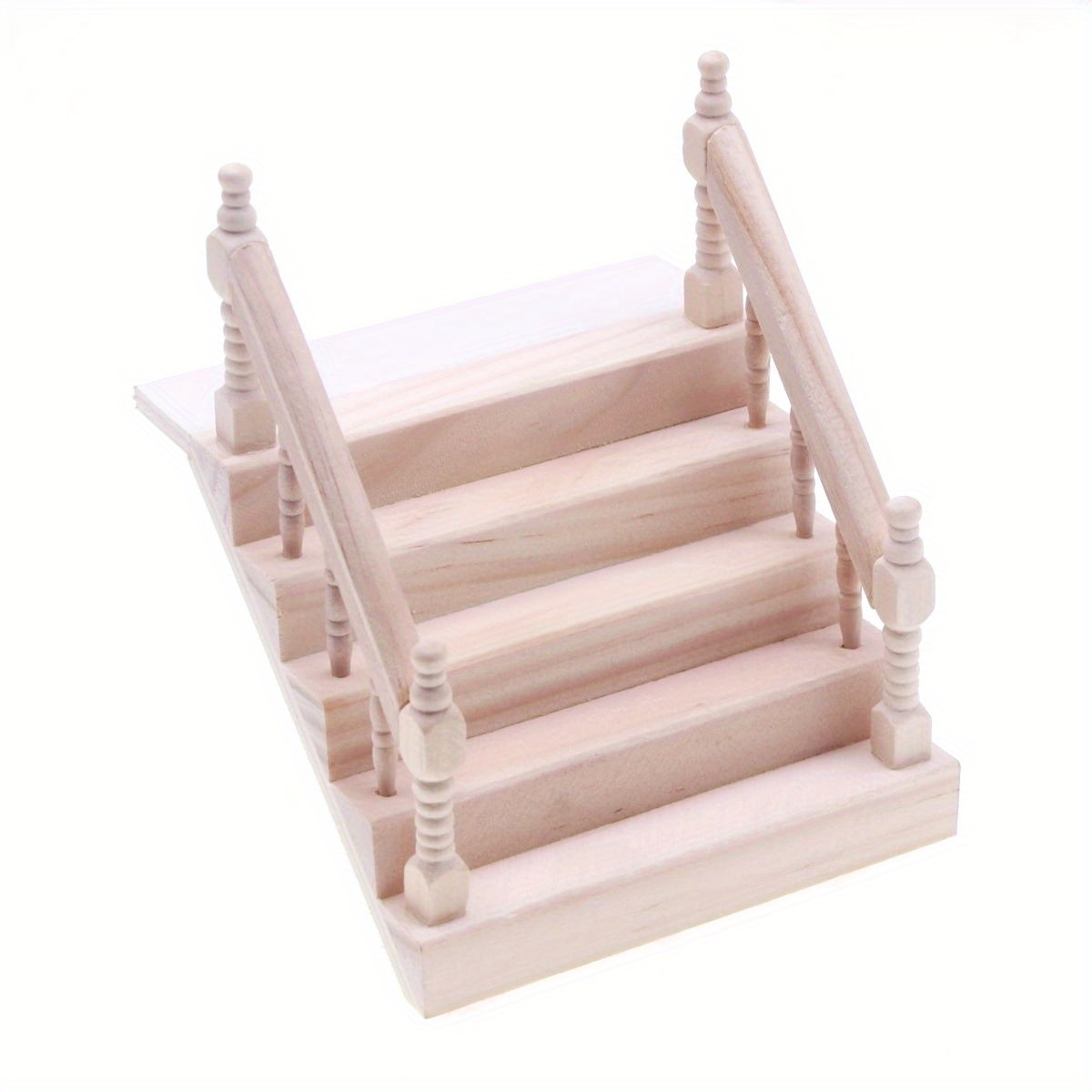 Image of Miniature Wooden Handrail Staircase Mini Model Furniture Ornaments Kit Additions Micro Landscape, Art Crafts Decor Gift