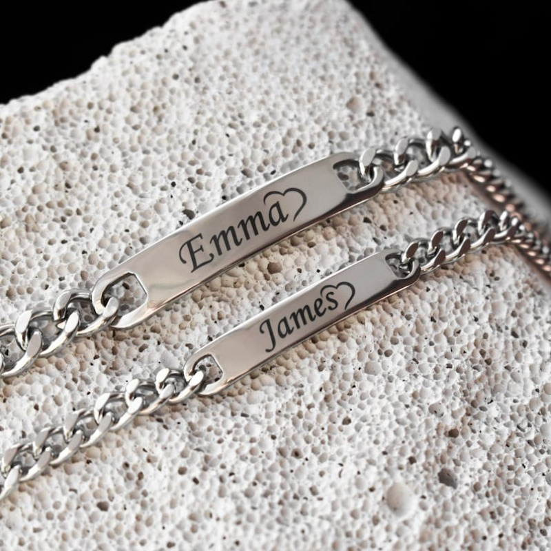 TEMU 2pcs Personalized Couple Bracelets, Custom Name Matching Bracelet For Couple, Friendship Engraved Bracelets, Gift For Couples, Gift For Husband