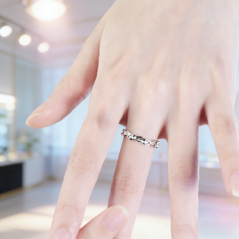 MUOTI Distressed Texture Ring, Minimalist Retro Style
