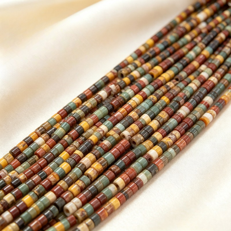 Natural Red Pine Flat Round Stone Loose Beads for Jewelry