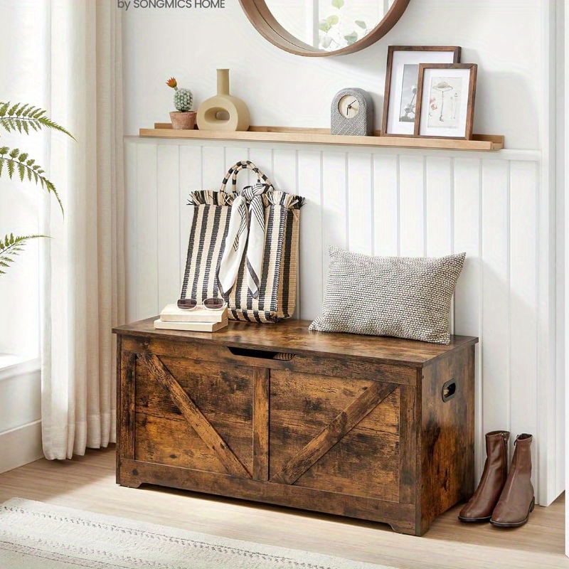 NEW Entryway Storage Bench Supports shops 220 lb, 29.9 x 15.7 x 18.9 Inches RUSTIC