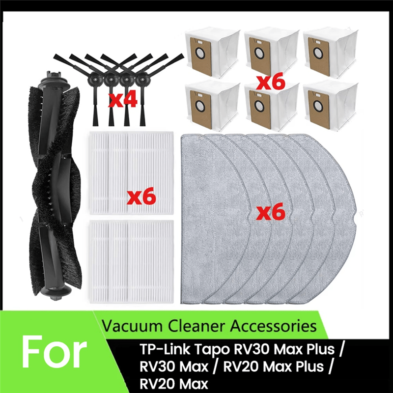 TEMU 23pcs Vacuum Cleaner Accessories For Tapo Rv30 / Rv30 Max / Rv20 / Rv20 Max | Includes Mop, Side Brush, And Hepa Filters - Halloween And