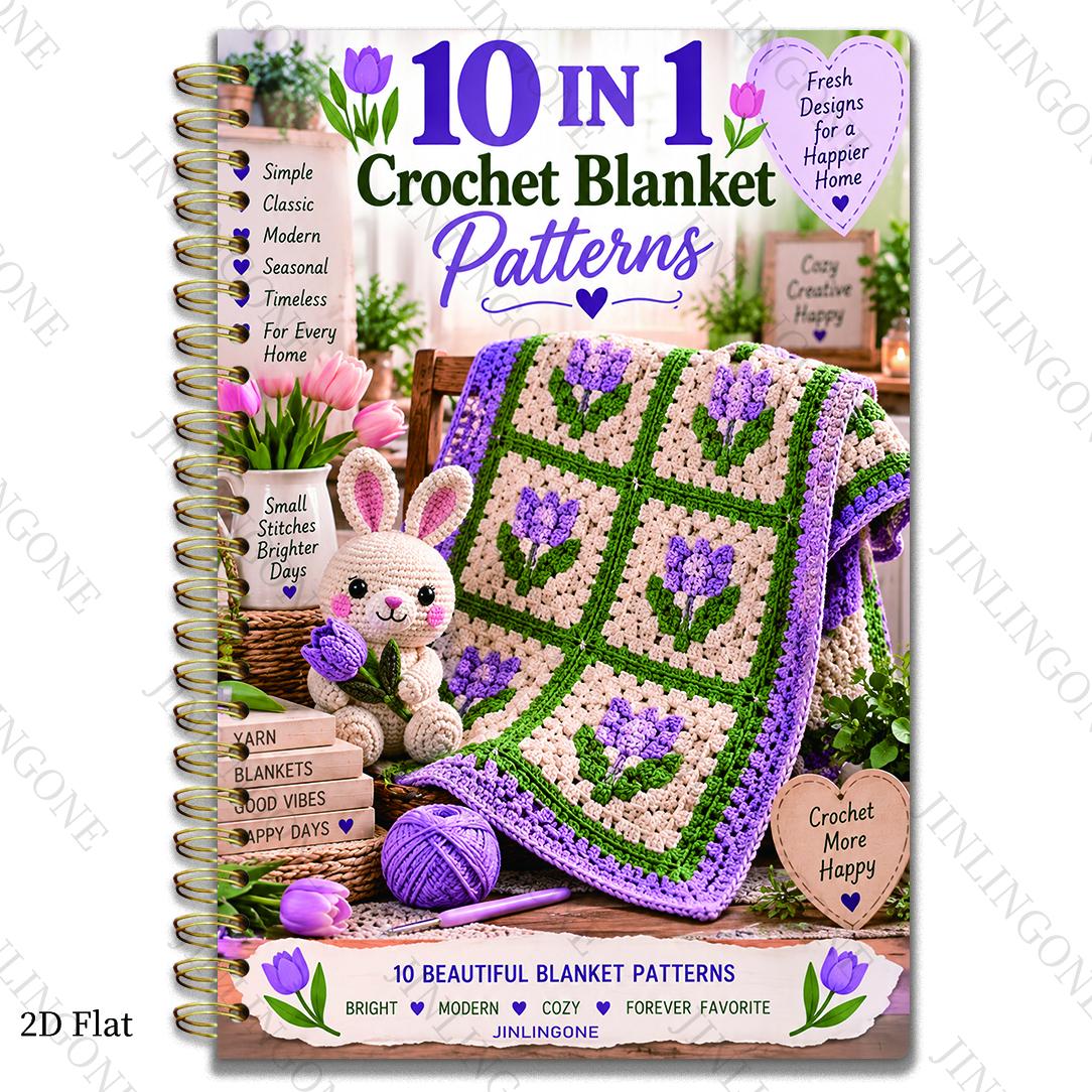 TEMU Jinlingone 2d Flat Blanket Crochet Manual - 10 Bohemian Style Blanket Patterns, Suitable For Everyone: Beginner , Detailed Instructions, Crochet
