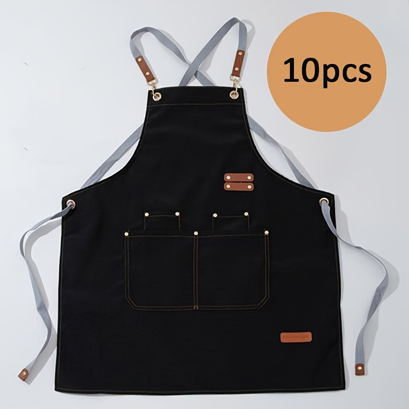 TEMU 10 Personalized Canvas Aprons Featuring Logos - Tailored Chef Aprons For Men And Women, Perfect For Celebrations Like Weddings, Birthdays,