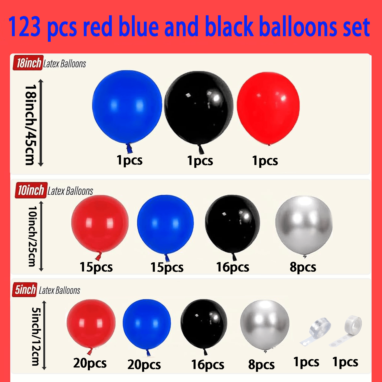 TEMU Kit di palloncini , e blu da 123 pezzi, di palloncini a tema ragno per con palloncini per decorazioni di festa di compleanno a tema ragno per