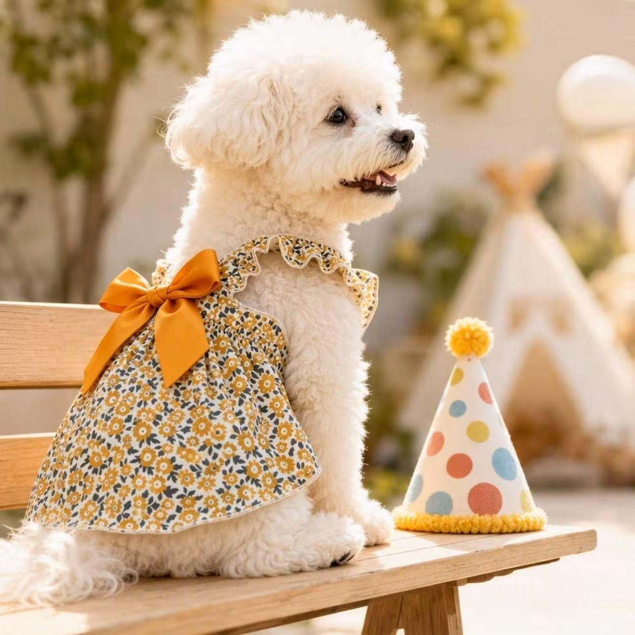 1pc small dog summer dress floral printed ruffle strap pet cami dress with back bow cute puppy clothes for bichon poodle daily outfit Product details 28