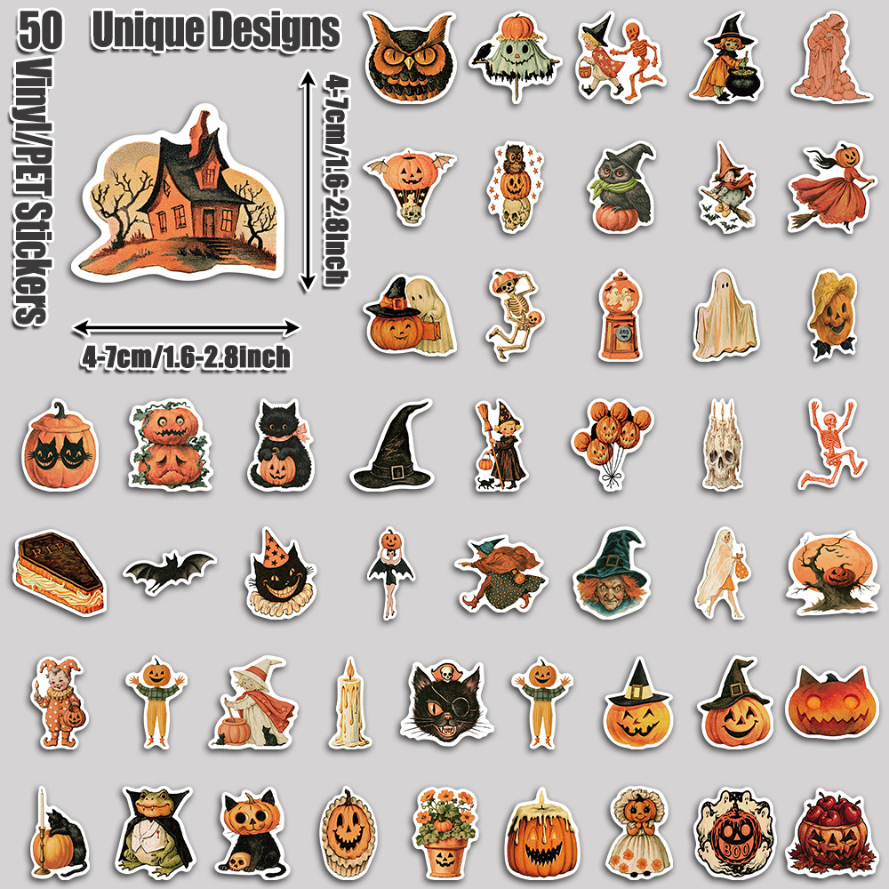TEMU Lot de 50 autocollants pour tablette esthétiques d'Halloween, parfaits pour les fêtes, les anniversaires et la décoration intérieure, adaptés